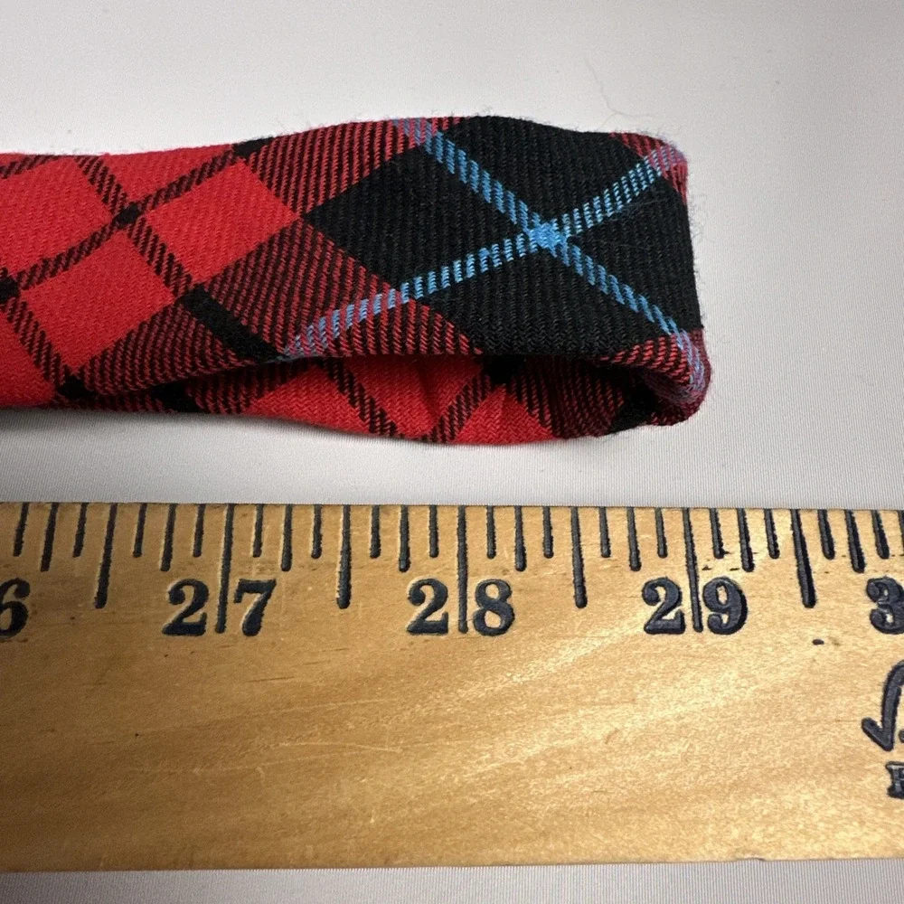 Nautica Red Tartan Plaid Cotton Tie Preppy Holiday Christmas Classic Necktie